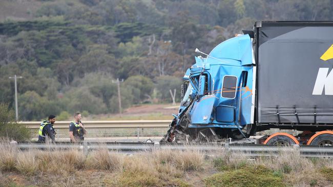 The truck was seen “weaving” before the smash, police allege.. Picture: Brendan Beckett