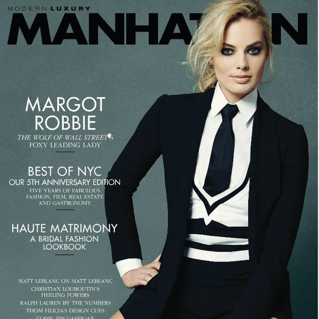 Australian actress Margot Robbie on the cover of Manhattan magazine.