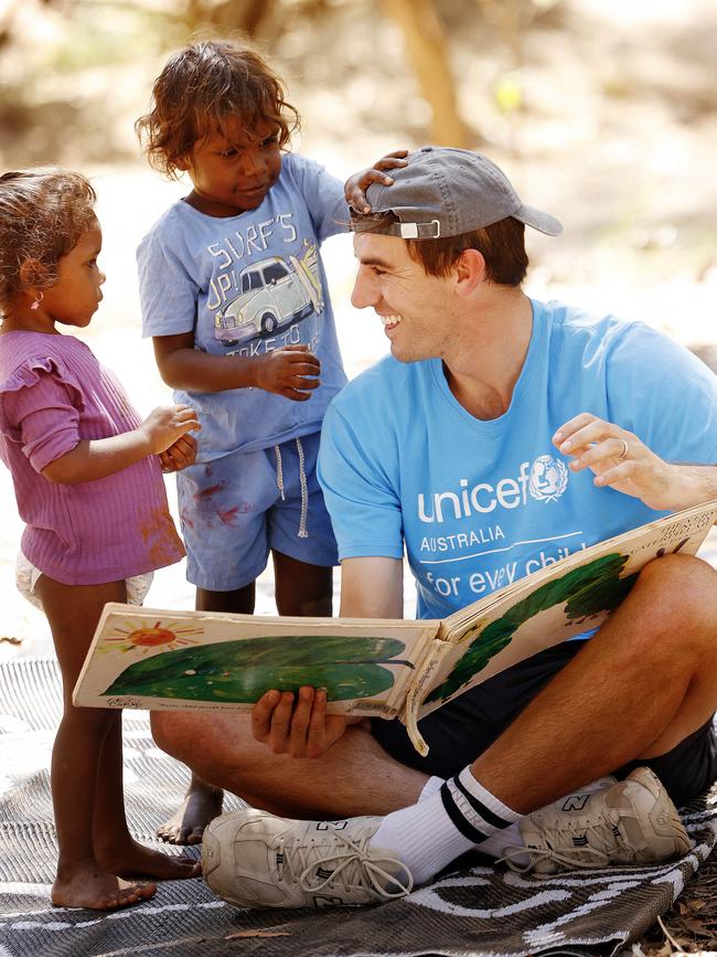 With kids in Borroloola. Picture: Sam Ruttyn