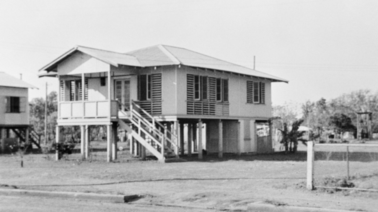 A photo of the Noonamah home in September 1944 taken for the War Damage Commission and captioned “war damaged dwelling of N.G. and T. Macrides, Lot 567, Mitchell Street, Darwin”. Picture: Australian War Memorial