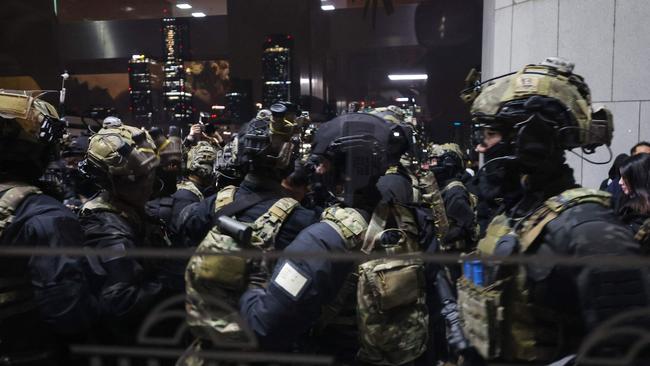 Soldiers try to enter the National Assembly in Seoul. Picture: AFP