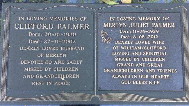 The grave of mass murderer Clifford Palmer (formerly Clifford Bartholomew) and his wife Merlyn Palmer in Nerang, Queensland.