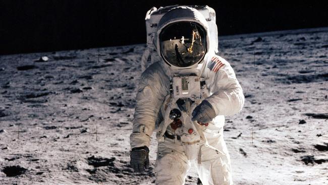 Astronaut Edwin Alrin Jnr walking on the moon. Picture: Neil Armstrong