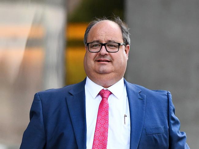 Clive Mensink, the nephew of Clive Palmer, leaves the Supreme Court in Brisbane, Wednesday, April 20, 2016. Mr Mensink Mr Mensink has asked the court to issue an injunction preventing the Queensland Nickel administrators from appointing receivers to three other Palmer nickel companies who were in a joint venture with QN. (AAP Image/Dave Hunt) NO ARCHIVING
