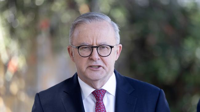 MELBOURNE, AUSTRALIA - NewsWire Photos - OCTOBER 2, 2024. Prime Minister Anthony Albanese speaks at a door stop in Moonee Ponds. The Prime Minister, Anthony Albanese, is in Melbourne today with the Minister for the NDIS and Government Services, Bill Shorten. Picture: David Geraghty / NewsWire