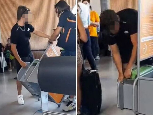 An easyJet passenger found out the hard way what happens if you try and cheat the cabin bag restrictions.