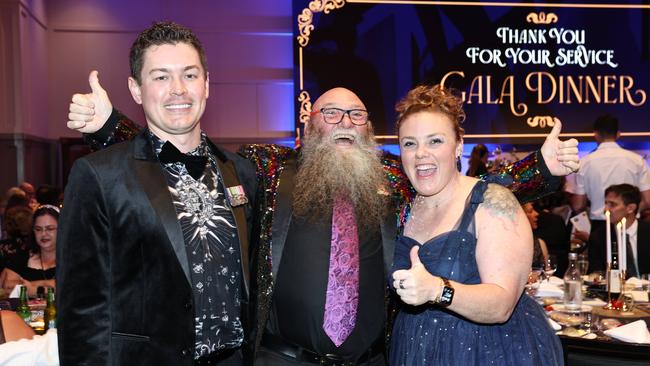 Nathan Pitt, Anthony Evans and Rebel Evans attend the Cairns RSL sub branch annual Thank You For Your Service gala dinner, held at the Pullman International hotel. Picture: Brendan Radke