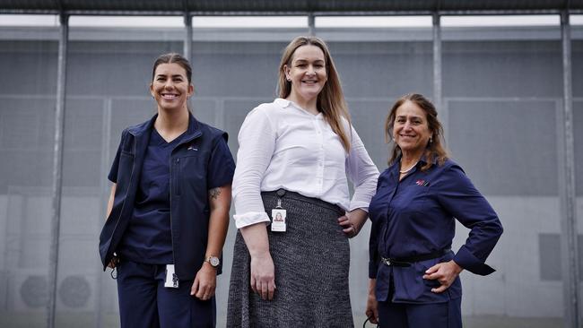 The Flying Nurse Squad Kaila, Amanda Chapman and Rhonda pictured at the Hunter Correctional Centre in Cessnock where they treat inmates. Picture: Sam Ruttyn