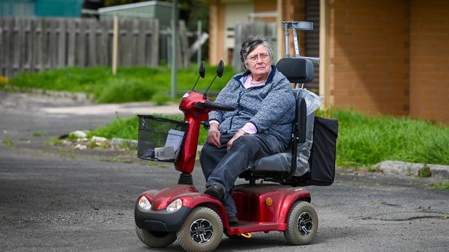 Linda Knock is living in Bellara Aged Care Home that the owner is trying to cut in half for a redevelopment. Picture: Naomi Jellicoe