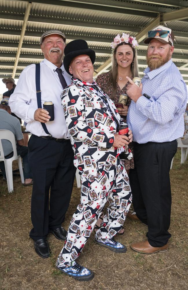 At the Clifton Races are (from left) Eddie Sutton, Trevor Sutton, Kiara Bressington and Albert Roberts, Saturday, October 28, 2023. Picture: Kevin Farmer