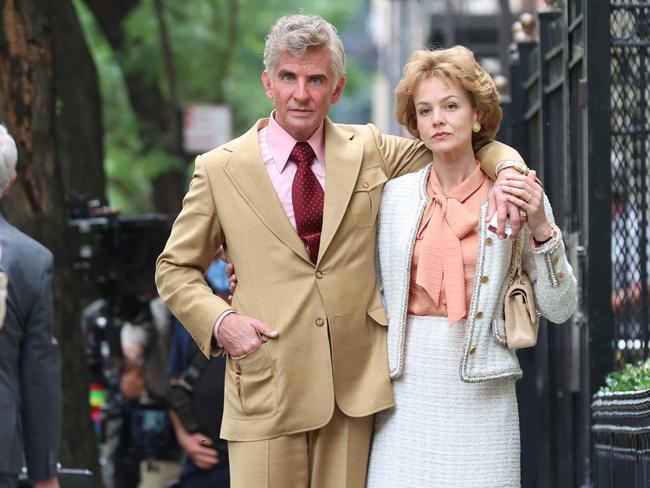 Bradley Cooper and Carey Mulligan on the set of Maestro in New York. Picture: Getty Images