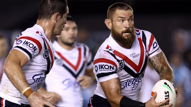 Jared Waerea-Hargreaves of the Roosters runs with the ball during NRL round seven. Picture: Matt King/Getty Images