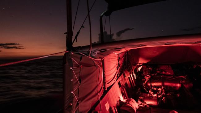 In transit from Darwin to Tiwi Island on an LCM-8 vessel. Picture: Dylan Robinson