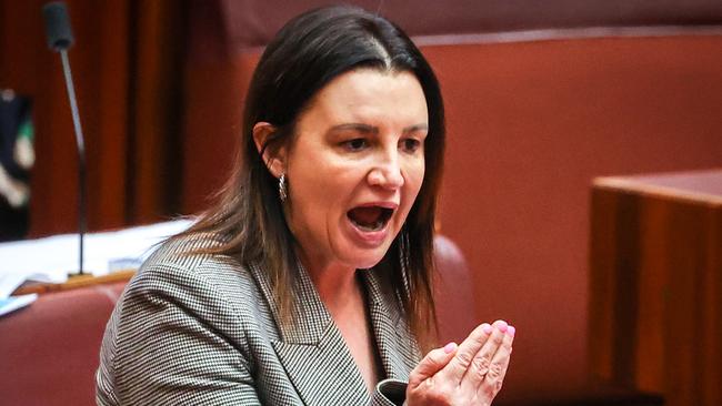 Senator Jacqui Lambie reacts as she speaks in the Australian Senate at Parliament House on September 3, 2020 in Canberra, Australia. (Photo by David Gray/Getty Images)