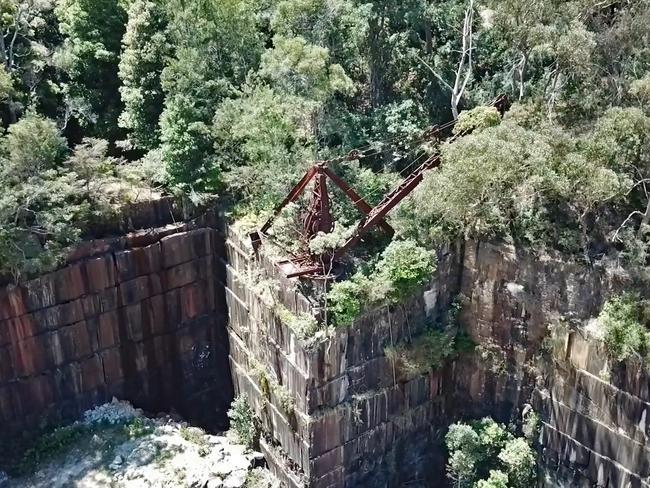 An historic steam crane still stands on the site. Picture: Mitchell Hubbard.