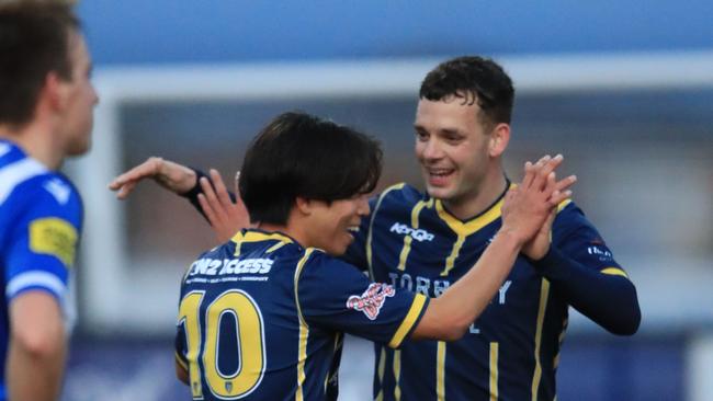 Yunosuke Hara celebrates a goal. Picture: Mark Wilson