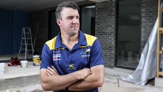 SANFL - Jade Sheedy was to coach the Eagles for the first time this weekend, but due to the shut down of the competition while the world battles Coronavirus he has instead returned to his work as a builder. Picture SARAH REED