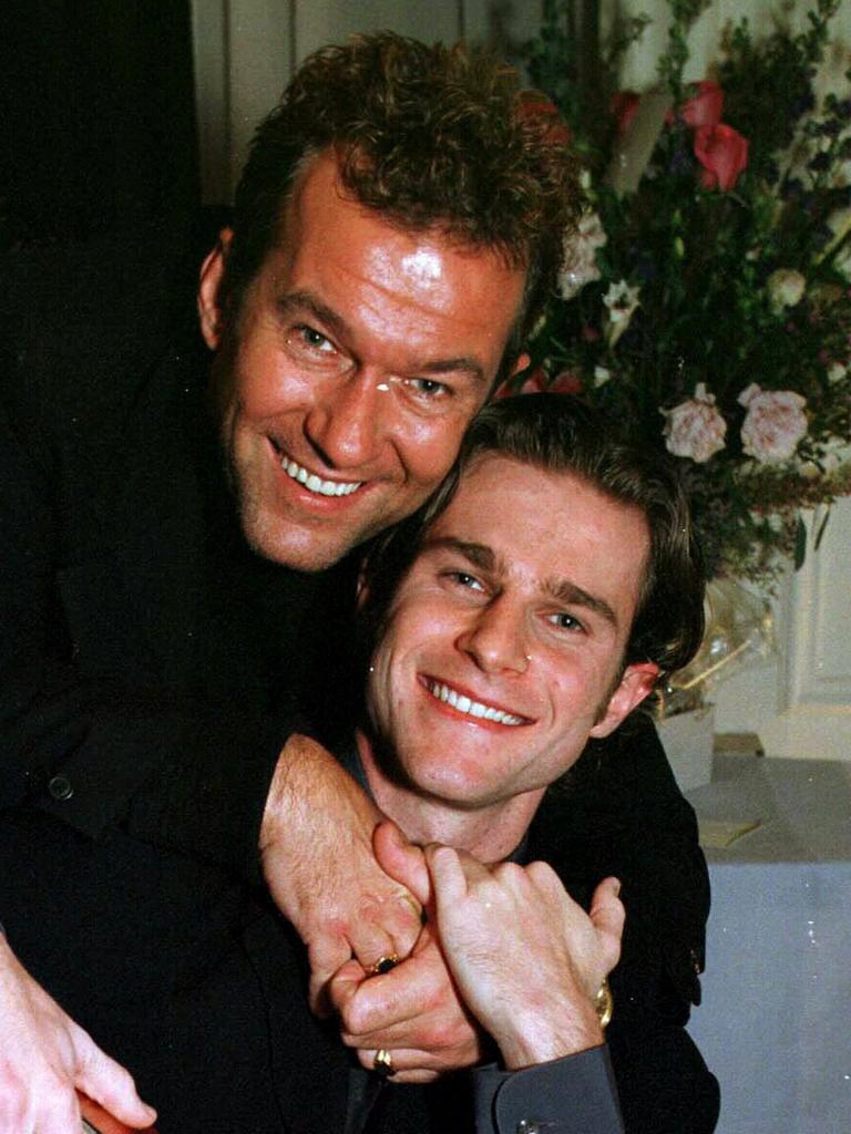 Singer Jimmy Barnes with his son David Campbell backstage at The Rainbow Room in New York's Rockefeller Centre in 1997.