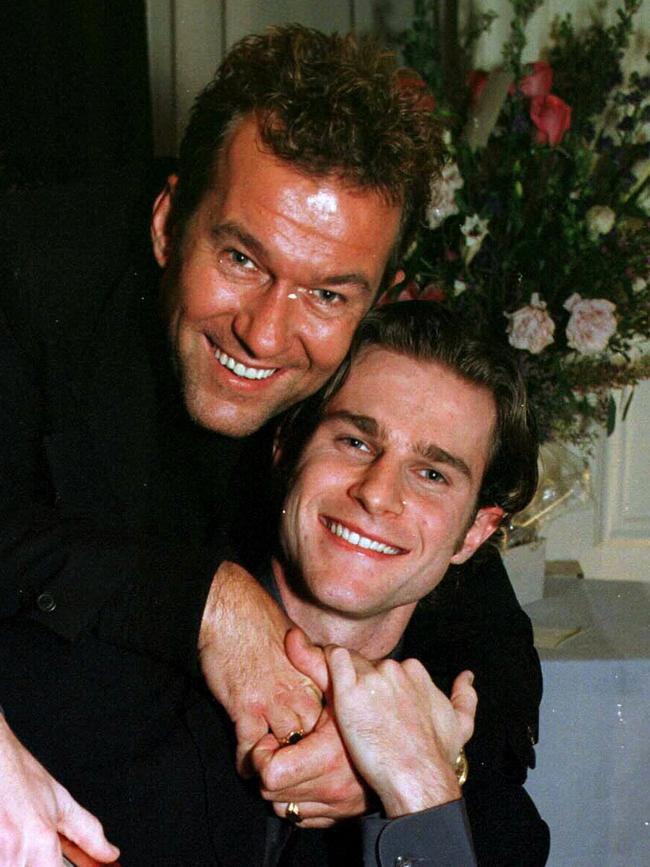 Singer Jimmy Barnes with his son David Campbell backstage at The Rainbow Room in New York's Rockefeller Centre in 1997.