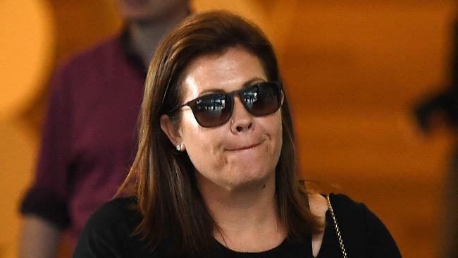 Lobbyist Simone Holzapfel arrives for a hearing at the Crime and Corruption Commission (CCC) in Brisbane, Tuesday, April 18, 2017. Ms Holzapfel will today be questioned as part of investigation into conduct of candidates involved in the 2016 local government elections for the Gold Coast City Council, Moreton Bay Regional Council and Ipswich City Council. Picture: AAP Image/Dan Peled