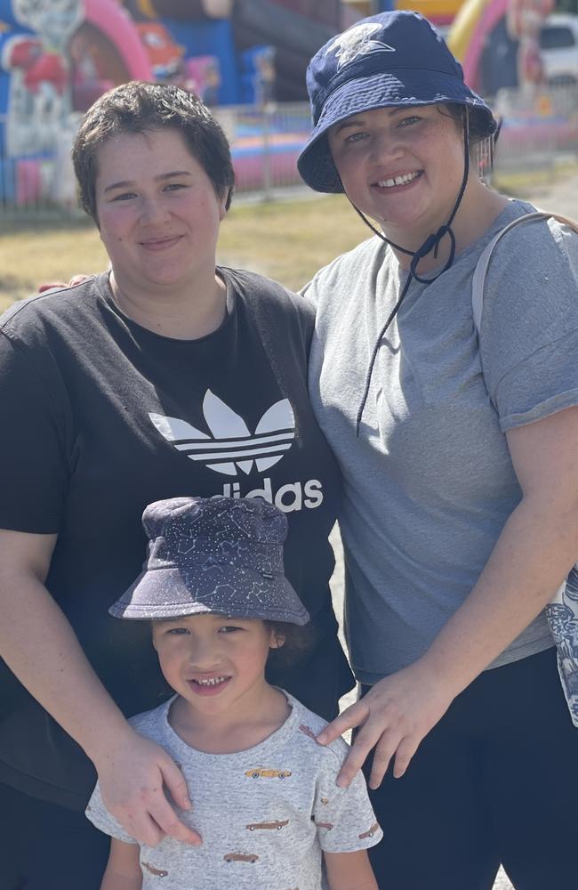 Kotuku Shortland, Aaron Manga and Ana Shortland from Blacks Beach. Mackay Show June 15 2022. Picture: Max O'Driscoll.