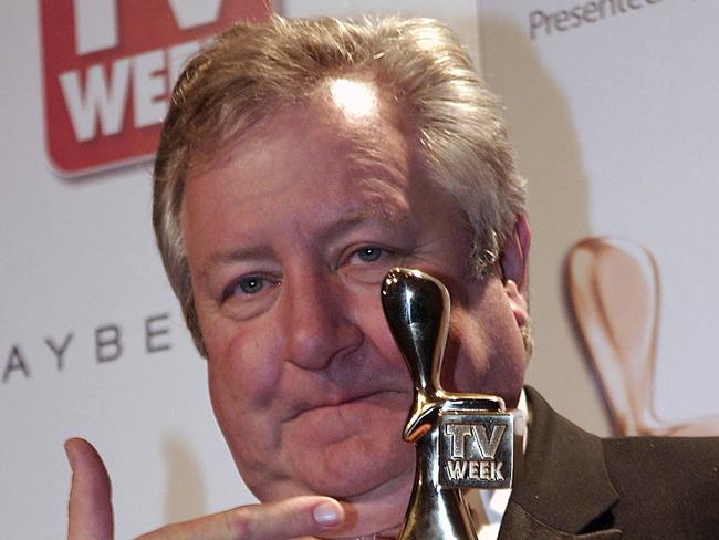 John Wood with his gold logie. Logies. Awards.