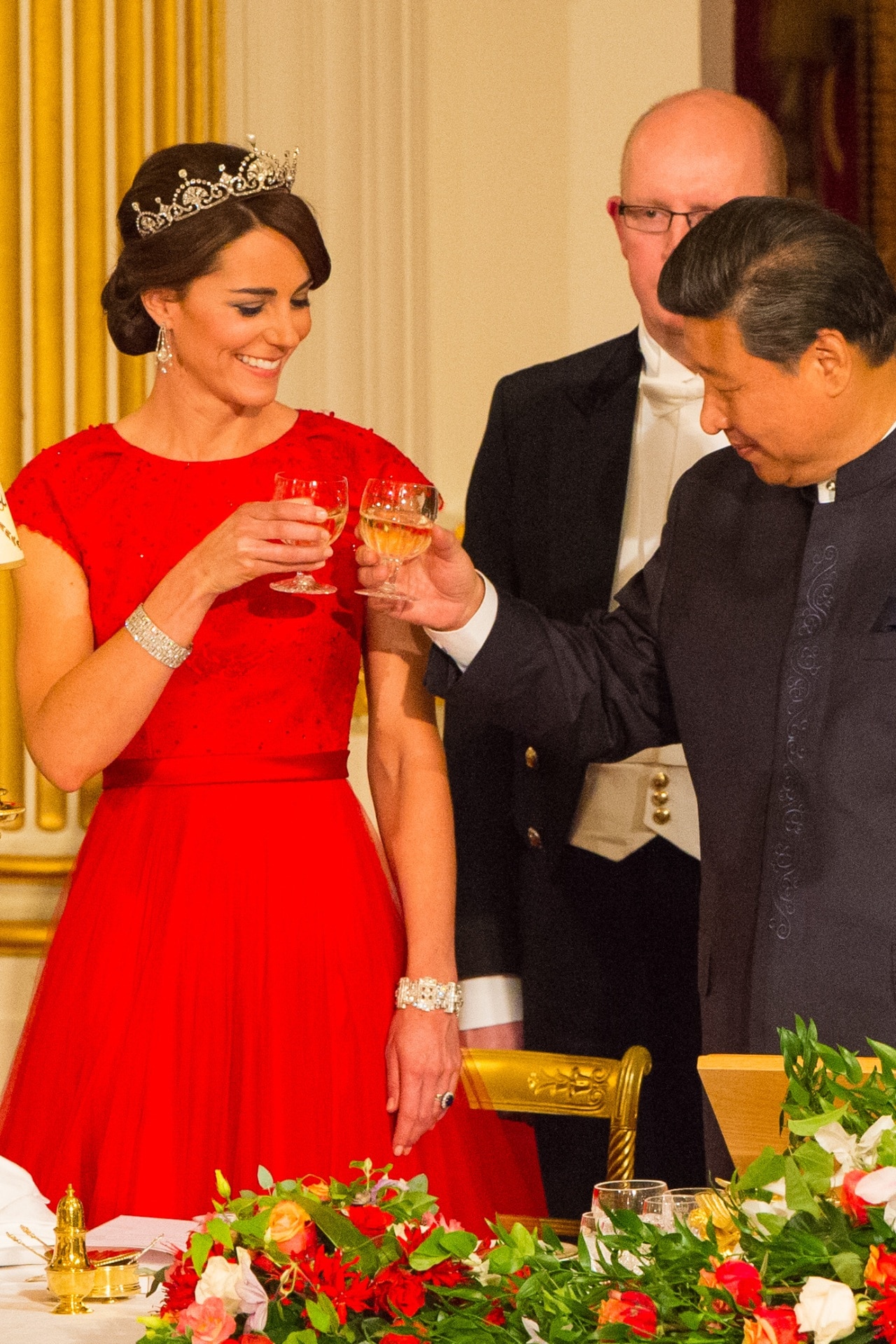 <h2>October 2015</h2><p>Catherine, Duchess of Cambridge attends a state banquet at Buckingham Palace with President Xi Jinping wearing the Lotus Flower tiara.</p>