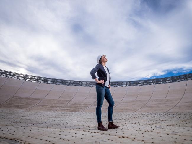 CSIRO astrophysicist Dr Jane Kaczmarek says The Dish has kept pace with the needs of modern scientists. Picture: Jake Nowakowski