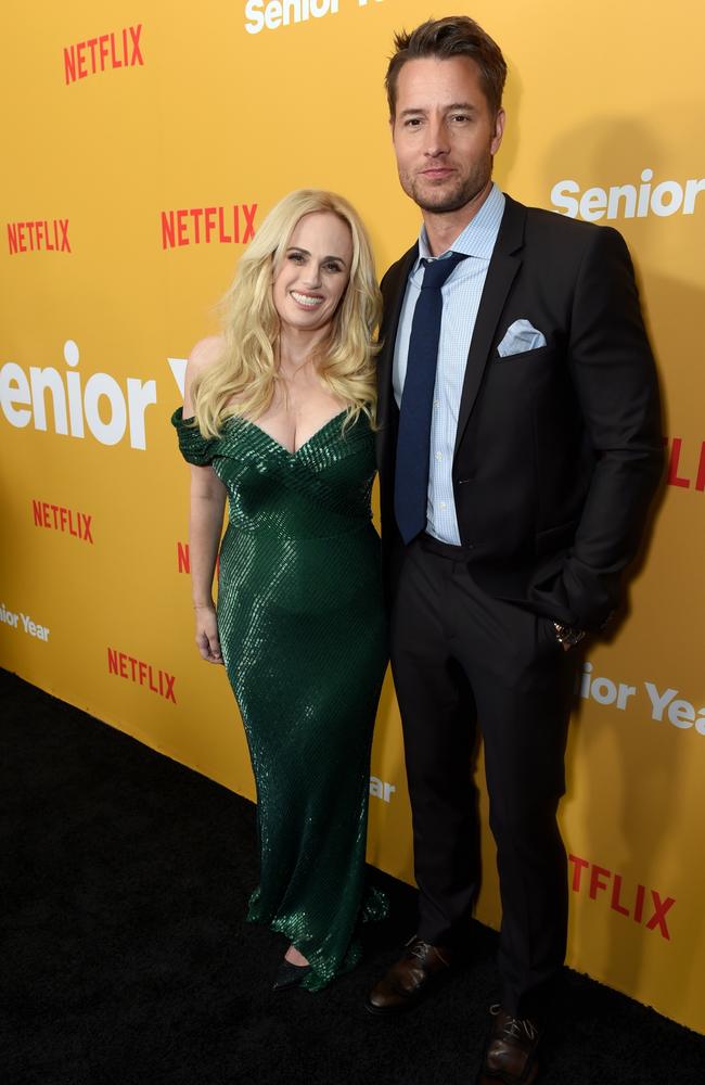 Rebel with her co-star Justin Hartley. Picture: Vivien Killilea/Getty Images for Netflix