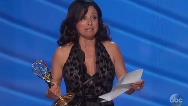 Louis-Dreyfus gets emotional accepting her Emmy.