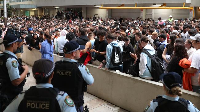 Police were left to scramble as thousands of people flooded North Sydney streets. Picture: John Grainger