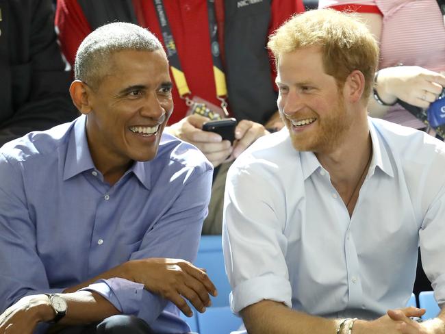 TORONTO, ON - SEPTEMBER 29:  Former U.S. President Barack Obama and Prince Harry on day 7 of the Invictus Games 2017 on September 29, 2017 in Toronto, Canada.  (Photo by Chris Jackson/Getty Images for the Invictus Games Foundation )