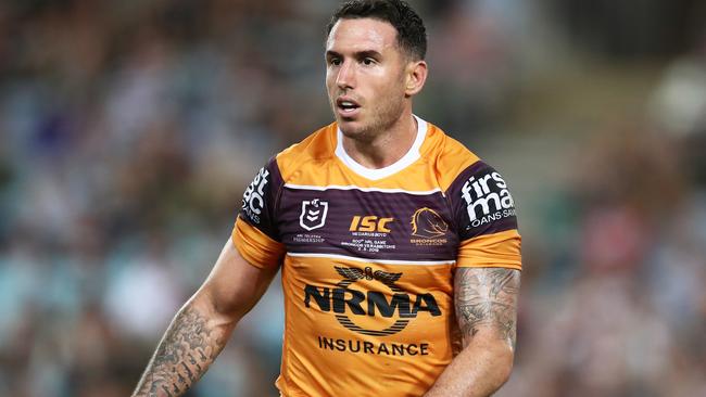 Darius Boyd of the Broncos looks on the Round 8 NRL match between the South Sydney Rabbitohs and the Brisbane Broncos at ANZ Stadium in Sydney, Thursday, May 2, 2019. (AAP Image/Brendon Thorne) NO ARCHIVING, EDITORIAL USE ONLY