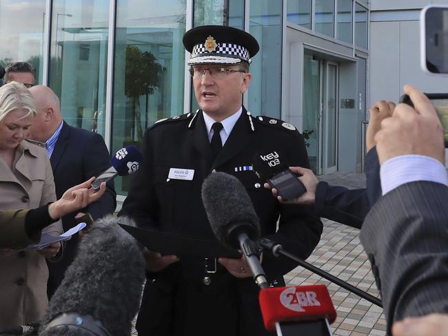 Greater Manchester Police Chief Constable Ian Hopkins speaks to the media in Manchester. Picture: A