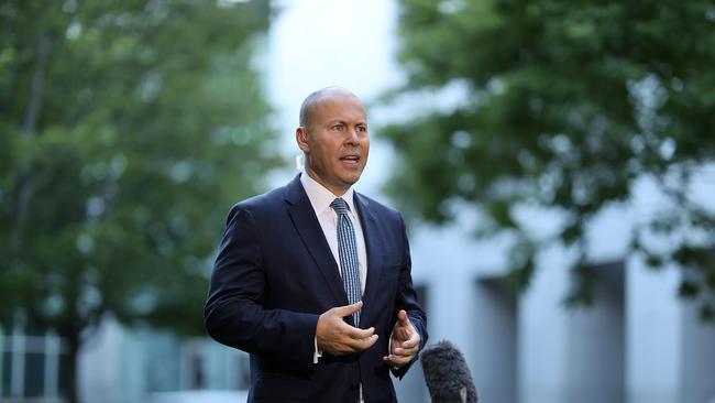 Treasurer Josh Frydenberg said he would like to be Prime Minister ‘at the right time’, but has thrown his support behind Scott Morrison. Picture: NCA NewsWire / Gary Ramage