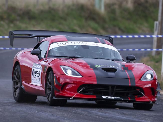 John Ireland and Janet Binns in their 2017 DODGE VIPER ACR during the Moriarty stage of Targa Tasmania. PICTURE CHRIS KIDD