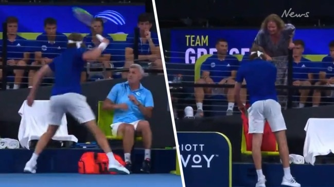 Tsitsipas throws epic tantrum and hits dad with racquet