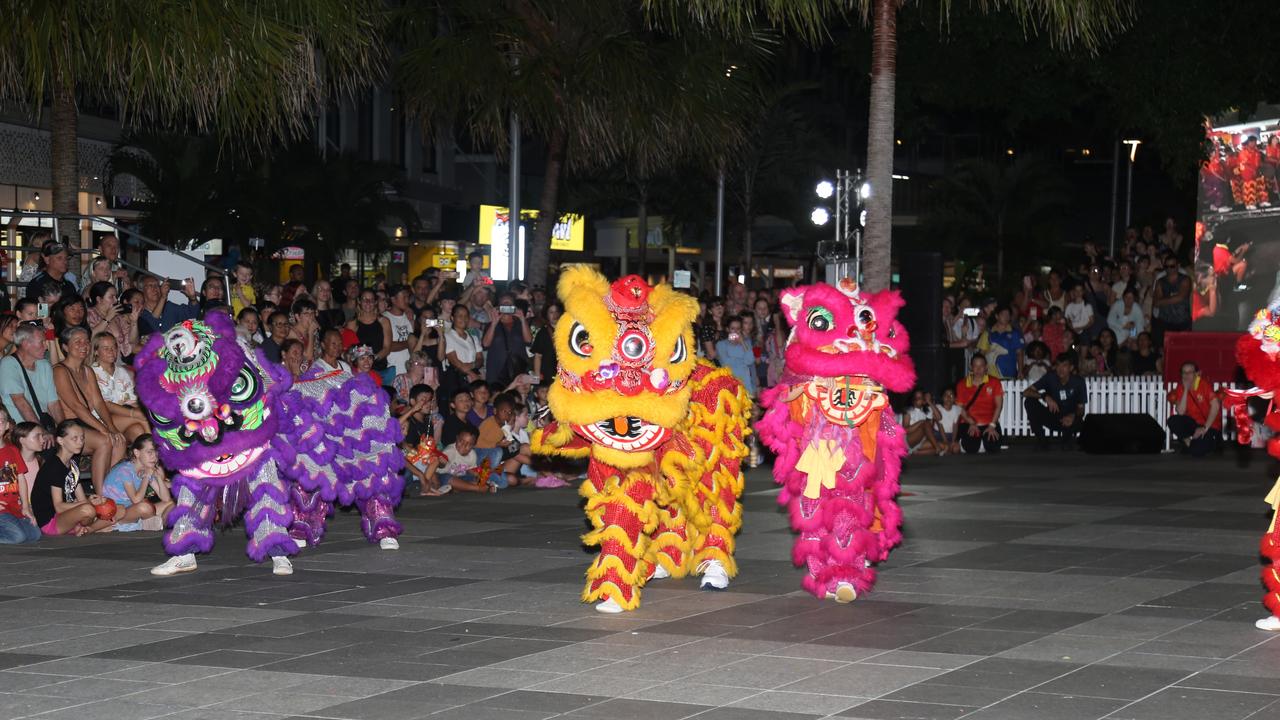 CADCAI dragon and lion performances ended the last night of Chinese New Year festivities in Cairns. Picture: Kate Stephenson