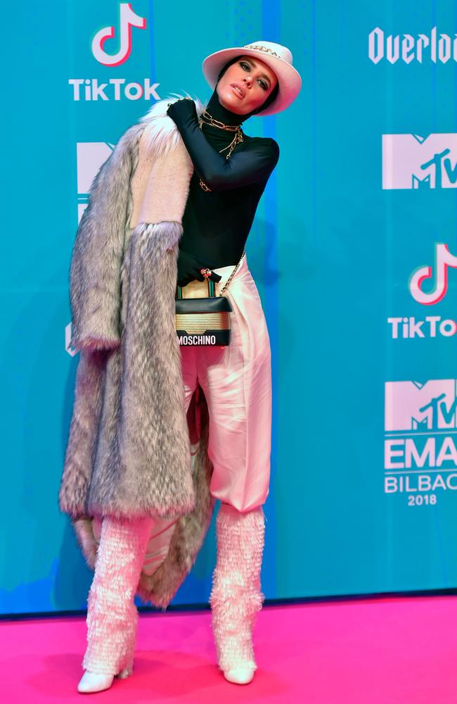 Spanish singer Brisa Fenoy came dressed as early noughties Alicia Keys. Picture: ANDER GILLENEA / AFP