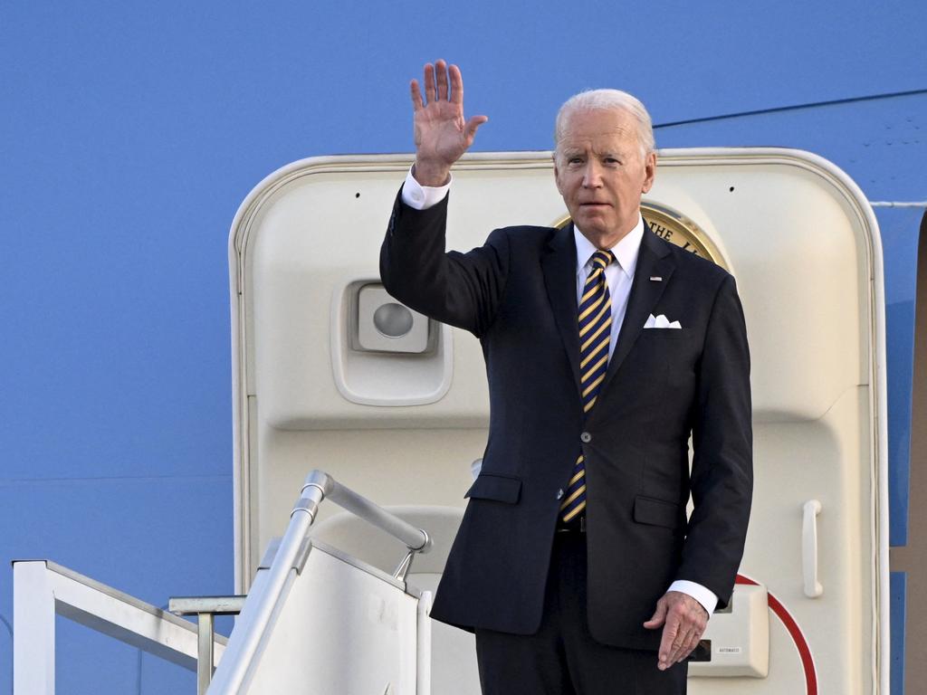 Joe Biden denied a request by the Sussexes that they fly home on Air Force One from the Queen’s funeral. Picture: AFP