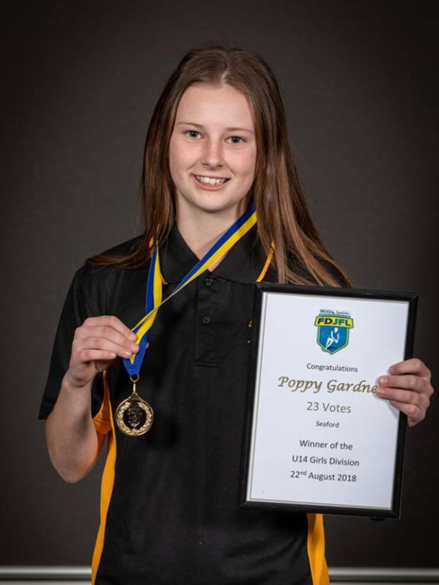 Poppy Gardner (Seaford) won the FDJFL U14 Girls league medal. Pic: Gary Bradshaw.