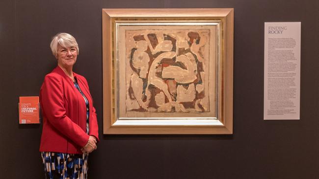Rockhampton Regional Council Mayor, Margaret Strelow at Rockhampton Art Gallery beside an artwork of the Fairbrother Collection currently on display.  The Mayor is currently raising funds to buy this artwork valued at around $250,000. Picture: Steve Vit