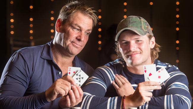 Does Jackson Warne have his old man Shane covered when it comes to the poker table? Picture: Jay Town