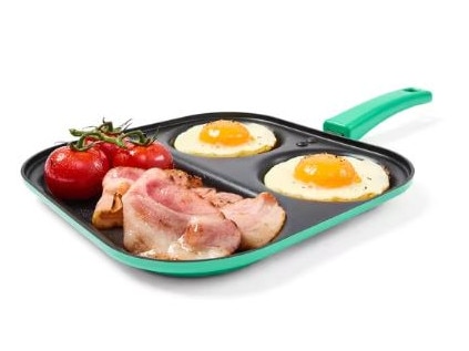 The pan is designed to cook multiple different items at once and ensure they’re all cooked to perfection. Picture: Kmart