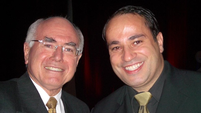Former Prime Minister John Howard and Dimitri De Angelis, formerly known as Dimitri Pavicevic.