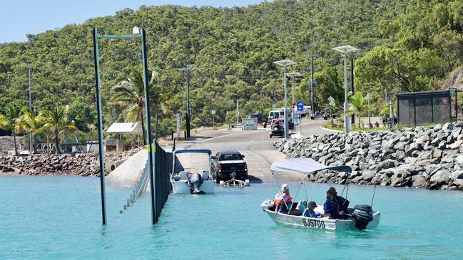 Shute Harbour boat ramp at high tide.