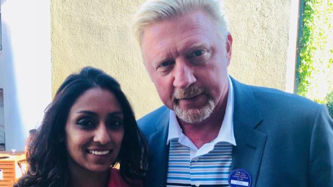 Cricket commentator Isa Guha with former tennis hero Becker.