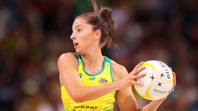 <b>Amy Parmenter </b>showed what all the fuss is about with a magnificent debut in the Constellation Cup and England series. Picture: Mark Kolbe/Getty Images for Netball Australia