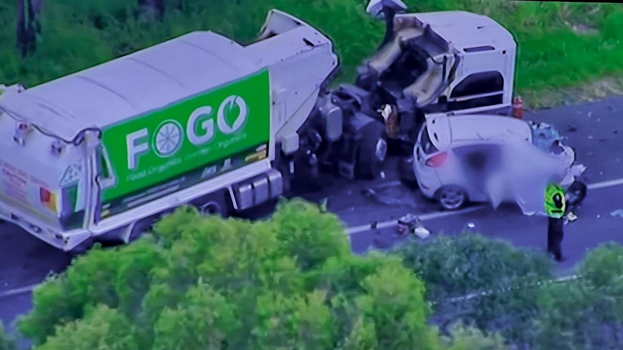 A person has died after a truck and vehicle collided on the Brisbane Valley Highway south of Fernvale. Photo: 7 News