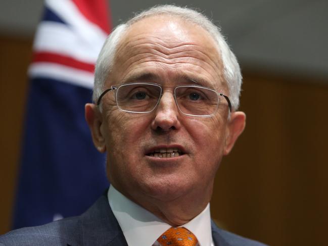 PM Malcolm Turnbull holding a press conference at Parliament House in Canberra after visiting the Governor General . Picture Kym Smith